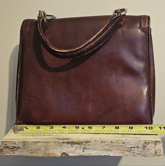 Vintage 1970s Luti Firenze Brown Leather Handbag Purse Satchel - Picture 7 of 11